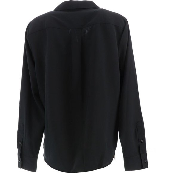 NWT LANDS' END LONG SLEEVE ROLLED TAB SLEEVE SOFT BLOUSE‎ BLACK 14P (PETITE) - Picture 5 of 11